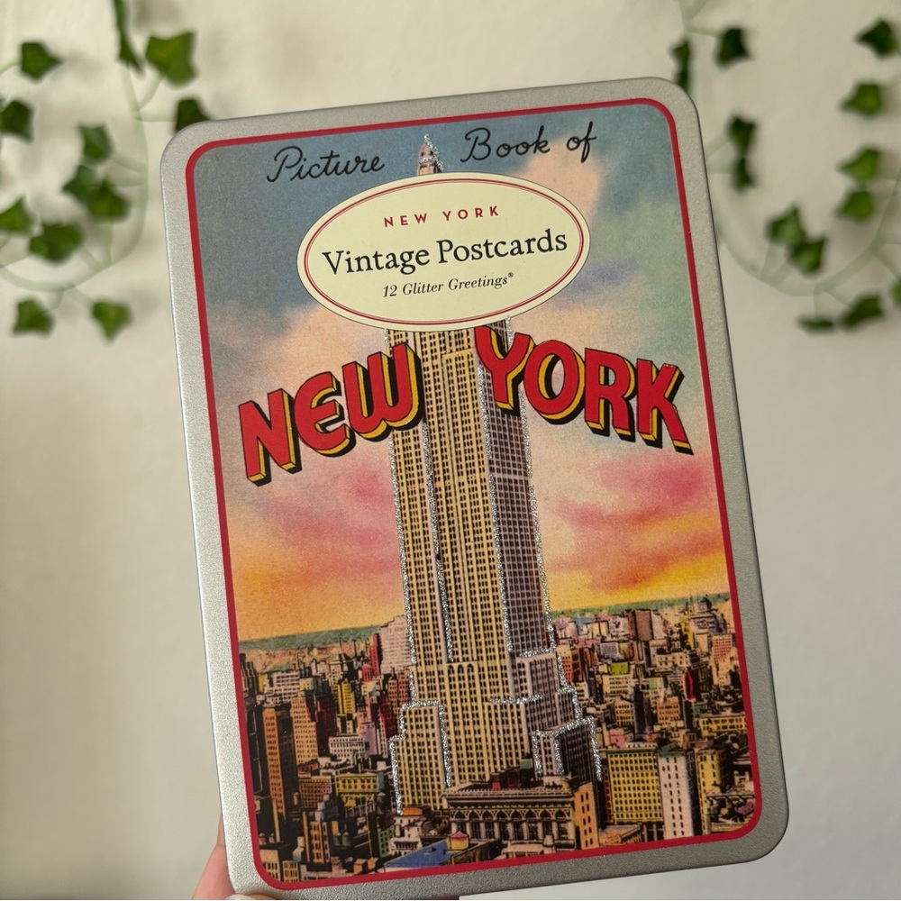 NEW Cavallini Vintage New York Glitter Greetings 12 Assorted Postcards Set